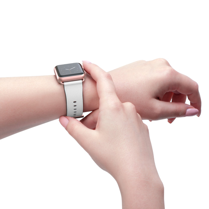 Custom White Leather Watch Band — Engraved 