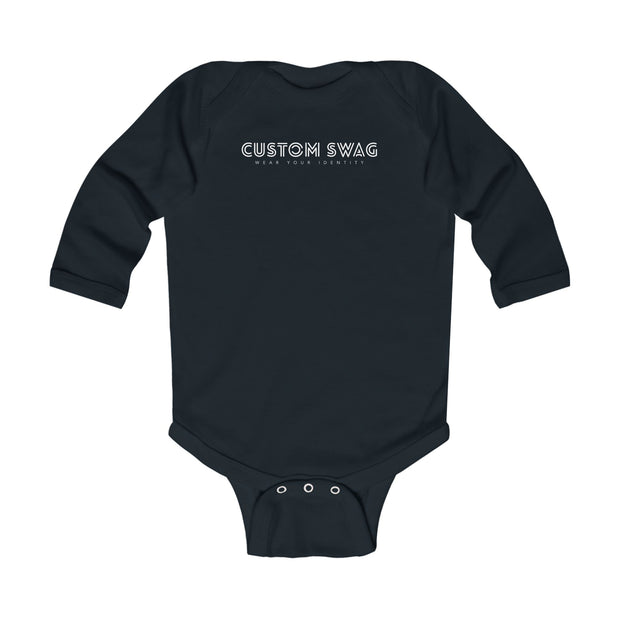 Infant Bodysuit — 'Custom Swag' Minimal Logo Long-Sleeve Baby Onesie