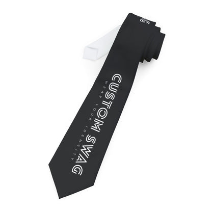Custom Swag Black Necktie — Personalized Text Tie for Events & Groomsmen