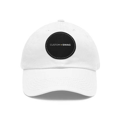 Leather Patch Dad Hat — Custom Swag Embroidered Round Patch