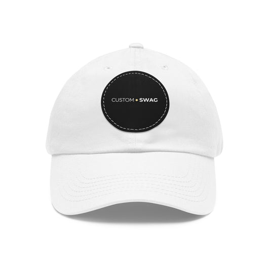 Leather Patch Dad Hat — Custom Swag Embroidered Round Patch