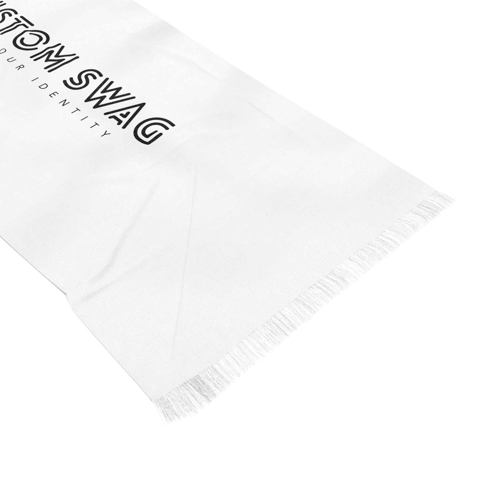 Custom Swag Light Scarf — White Logo Fringe Scarf (