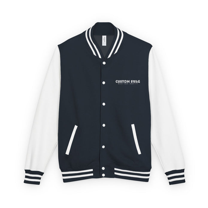 Retro Gamer Letterman Jacket - 'CUSTOM SWAG' Chest Logo Varsity Jacket