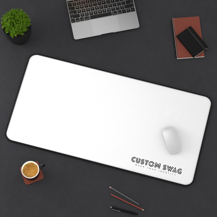 Minimalist White Desk Mat with Custom Swag Logo
