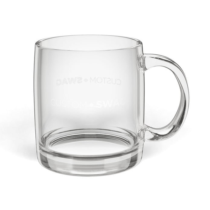 Engraved Glass Coffee Mug — 12.25oz Personalized Clear Tea & Espresso Cup