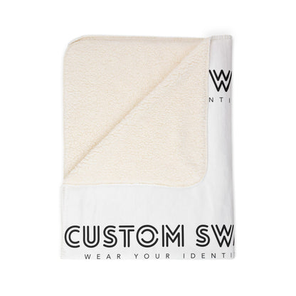 Custom Logo Fleece Sherpa Blanket — Personalized 'Custom Swag' Cozy Throw