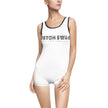 Vintage Women's One-Piece Swimsuit — Retro Ringer Bathing Suit (Custom Text)