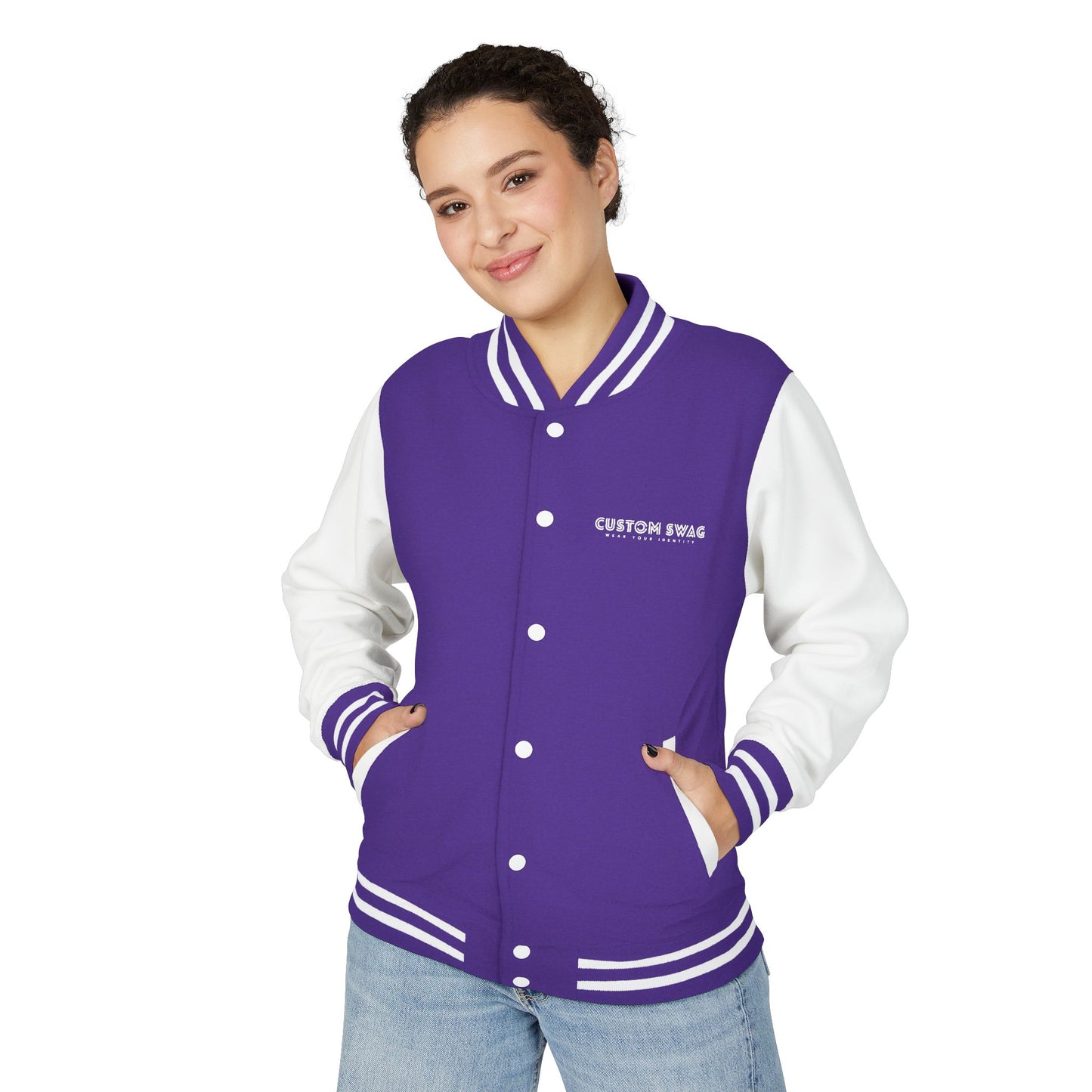 Retro Gamer Letterman Jacket - 'CUSTOM SWAG' Chest Logo Varsity Jacket
