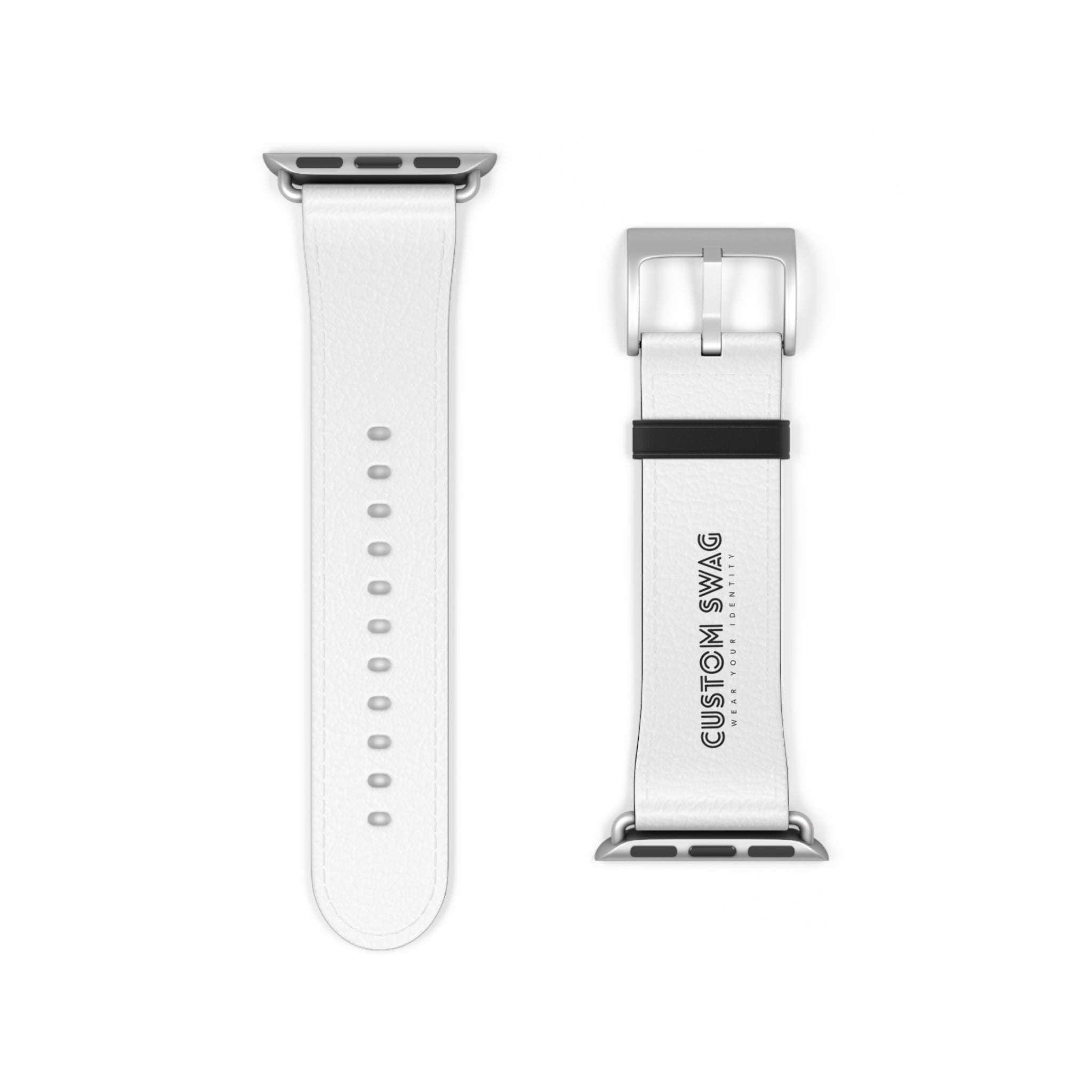 Custom White Leather Watch Band — Engraved 