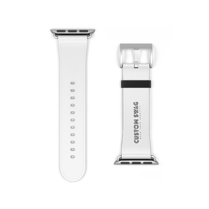 Custom White Leather Watch Band — Engraved 