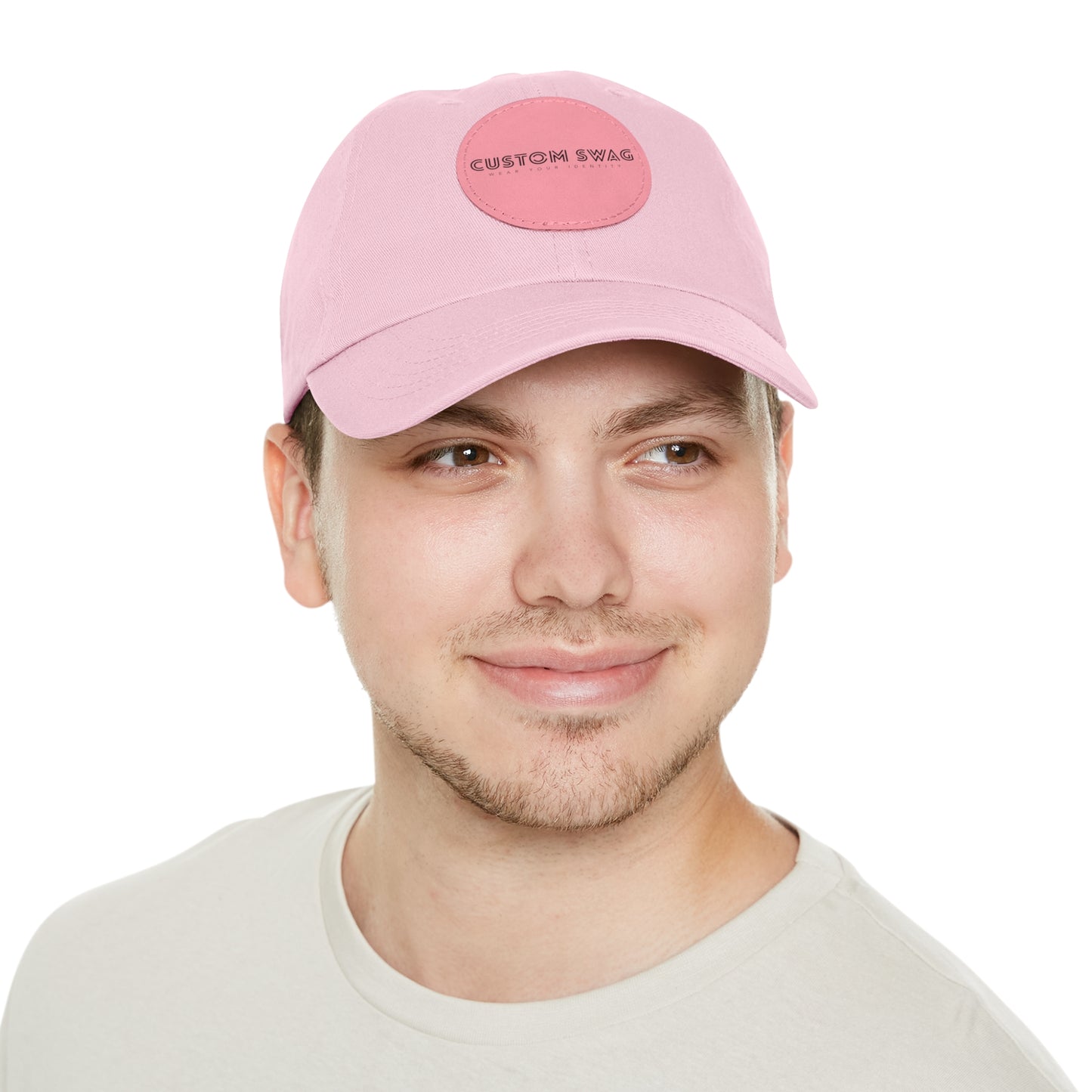 Leather Patch Dad Hat — Custom Swag Embroidered Round Patch