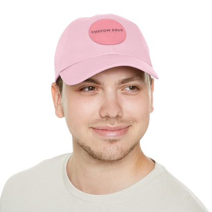Leather Patch Dad Hat — Custom Swag Embroidered Round Patch