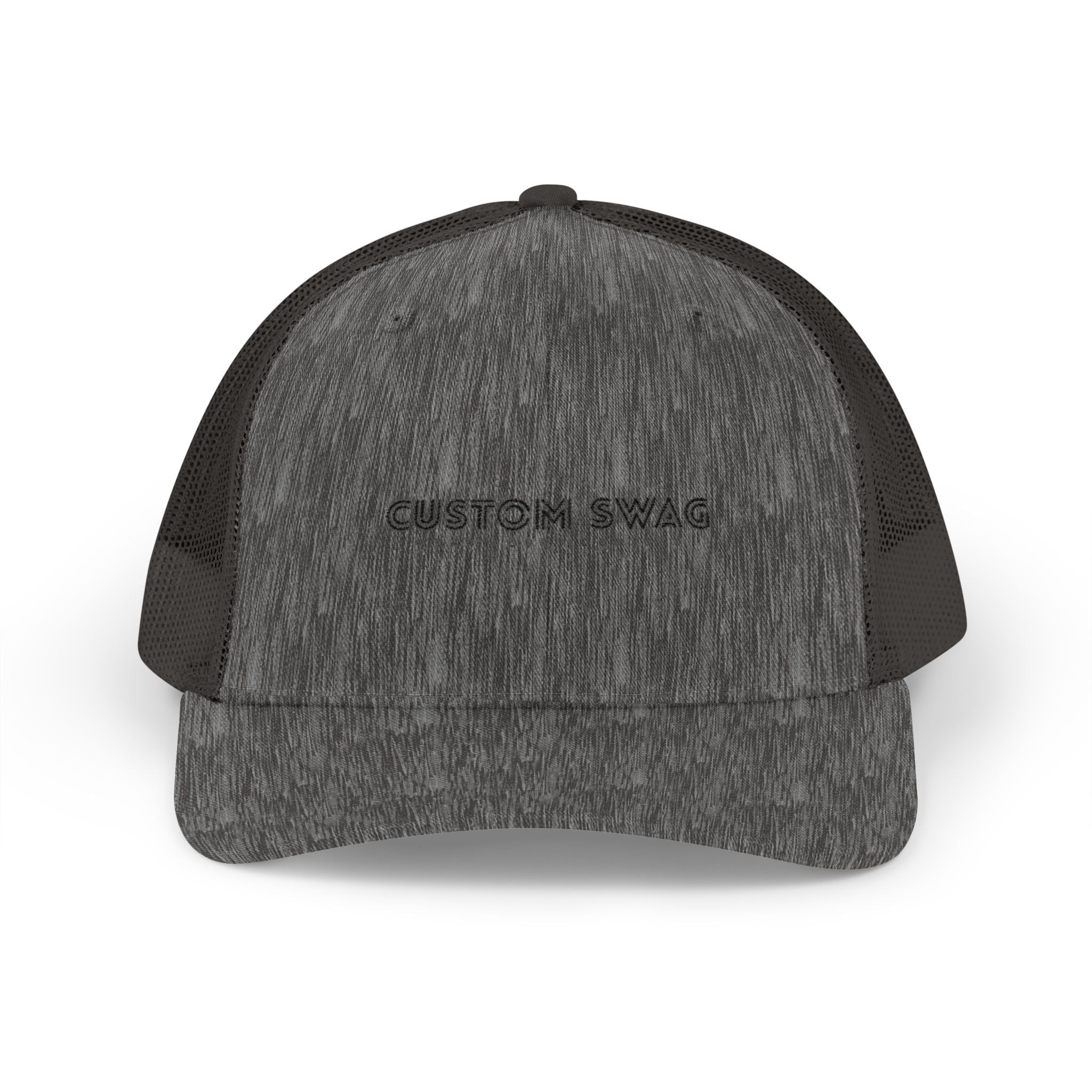 Custom Swag Snapback Trucker Cap — Minimal Embroidered White Mesh Hat