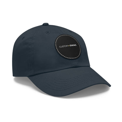 Leather Patch Dad Hat — Custom Swag Embroidered Round Patch