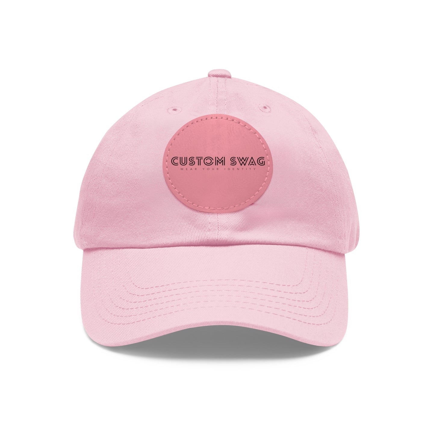 Leather Patch Dad Hat — Custom Swag Embroidered Round Patch