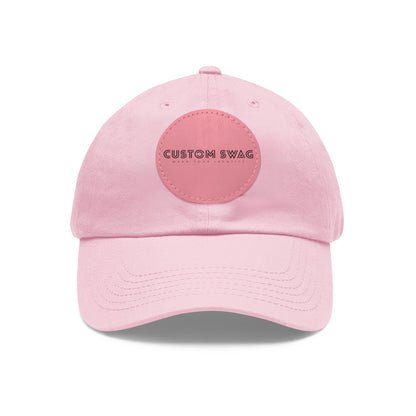 Leather Patch Dad Hat — Custom Swag Embroidered Round Patch
