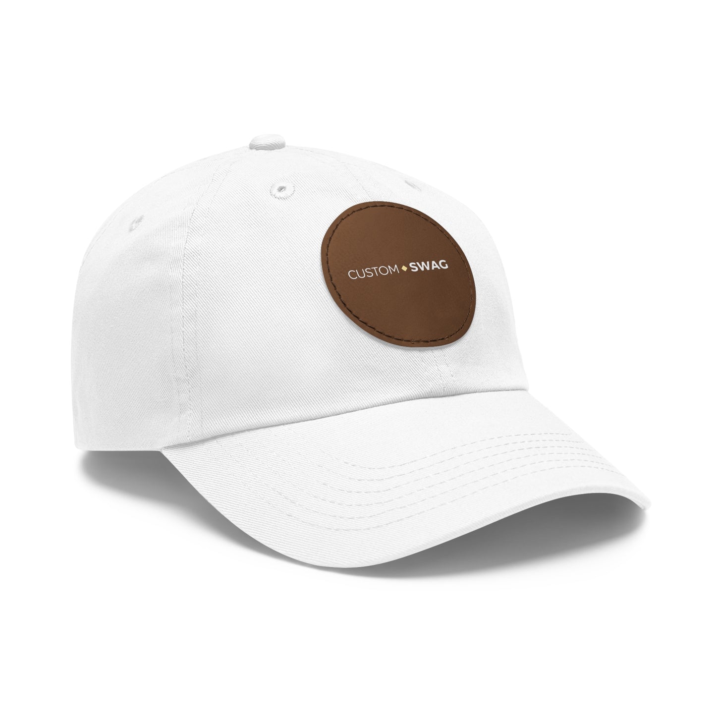 Leather Patch Dad Hat — Custom Swag Embroidered Round Patch