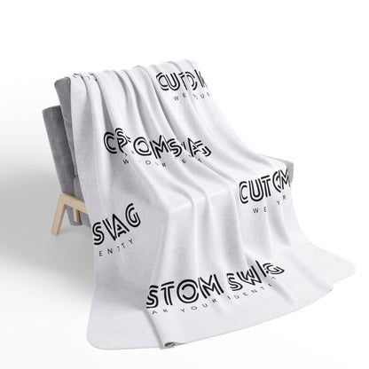 Custom Logo Fleece Sherpa Blanket — Personalized 'Custom Swag' Cozy Throw