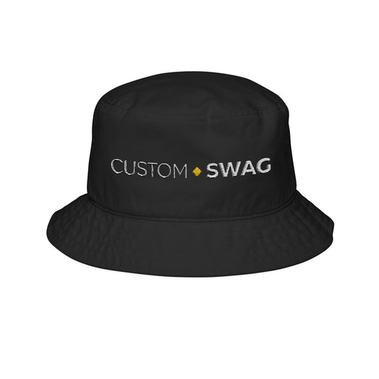 Embroidered 'CUSTOM SWAG' Bucket Hat — Personalized Streetwear Cap