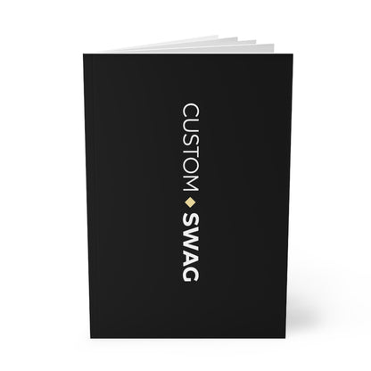Custom Swag A5 Softcover Notebook – 'Wear Your Identity' Minimal Black Journal for Branding & Notes