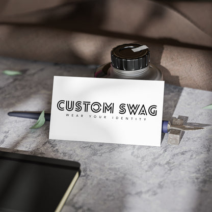 Business Cards — Minimal Black & White Vertical Custom Swag Cards