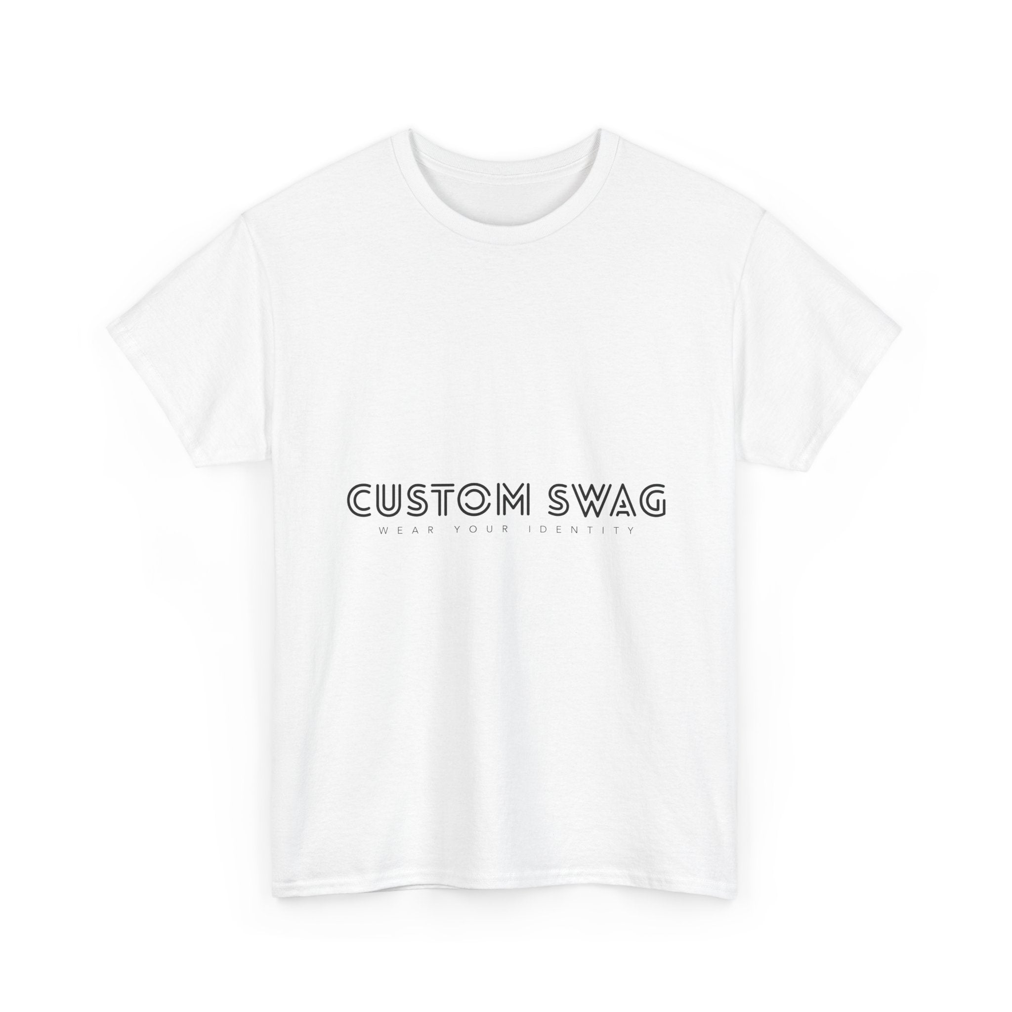 Minimal 'Custom Swag' White T-Shirt — Clean Logo Tee