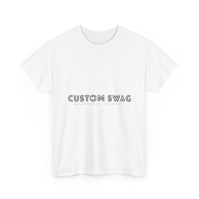 Minimal 'Custom Swag' White T-Shirt — Clean Logo Tee