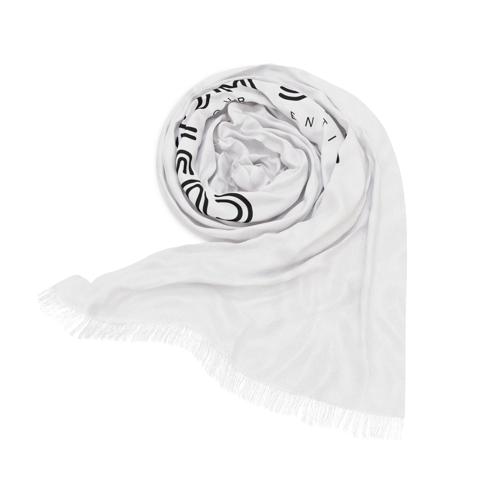 Custom Swag Light Scarf — White Logo Fringe Scarf (