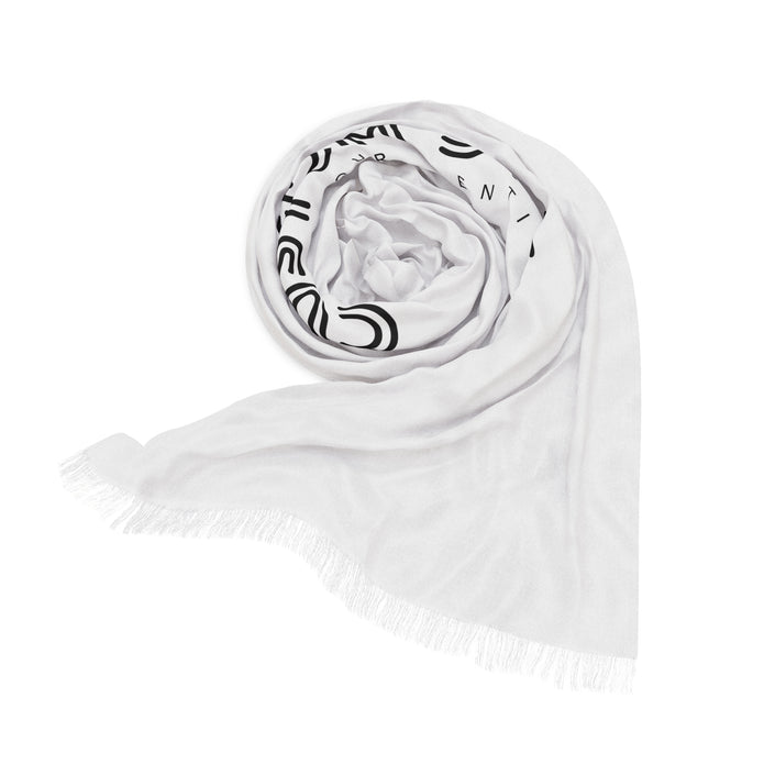Custom Swag Light Scarf — White Logo Fringe Scarf (