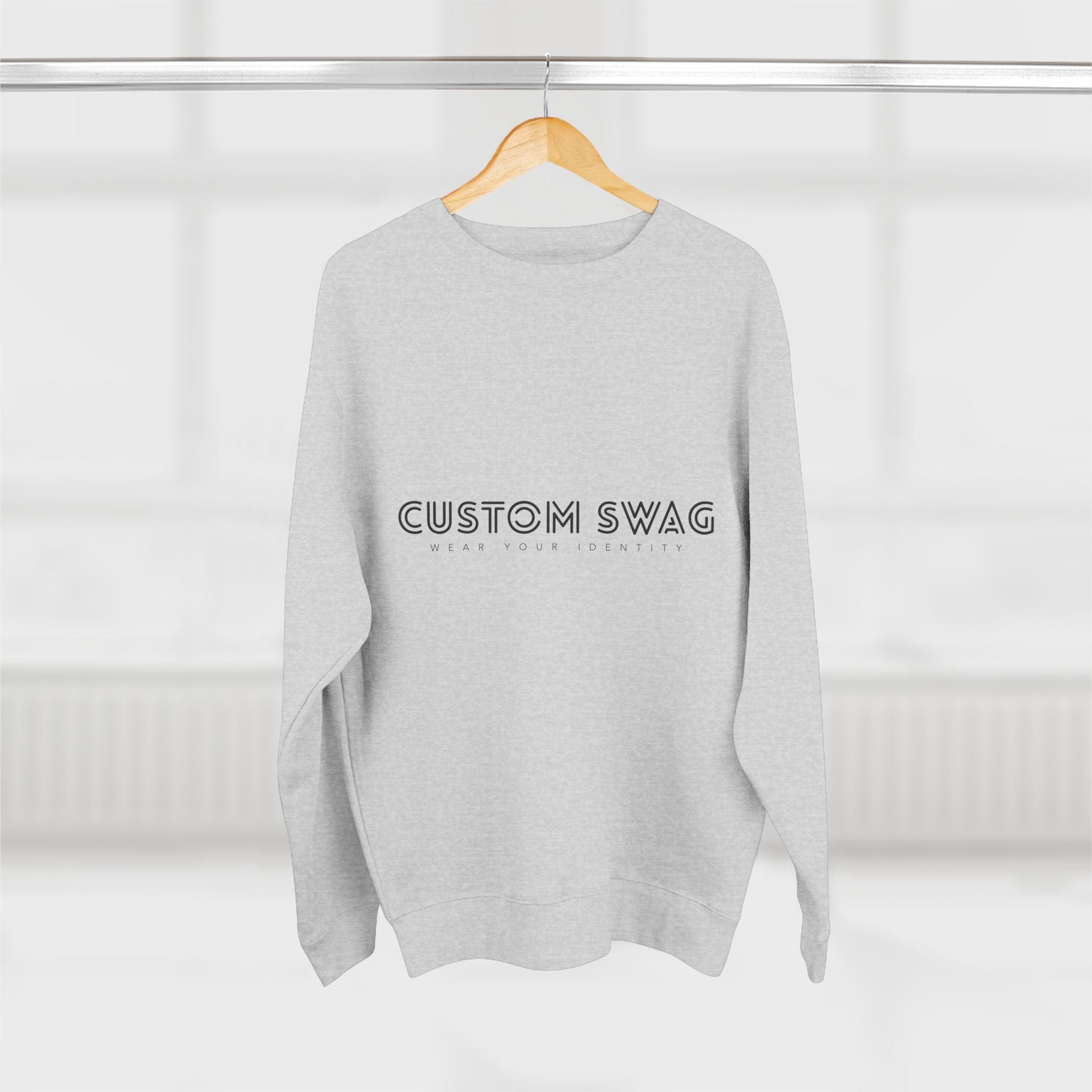 Custom Swag Crewneck Sweatshirt — Minimal Retro Logo Pullover