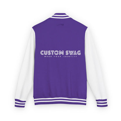 Retro Gamer Letterman Jacket - 'CUSTOM SWAG' Chest Logo Varsity Jacket