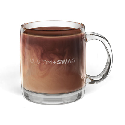 Engraved Glass Coffee Mug — 12.25oz Personalized Clear Tea & Espresso Cup