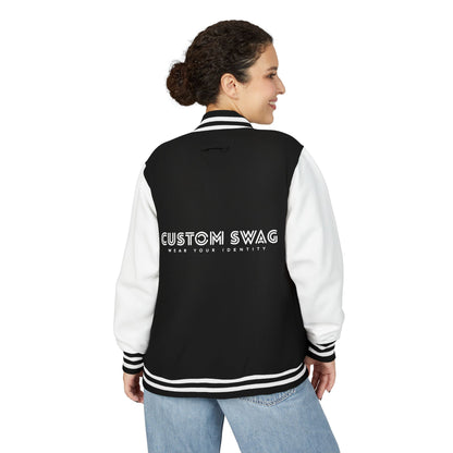 Retro Gamer Letterman Jacket - 'CUSTOM SWAG' Chest Logo Varsity Jacket