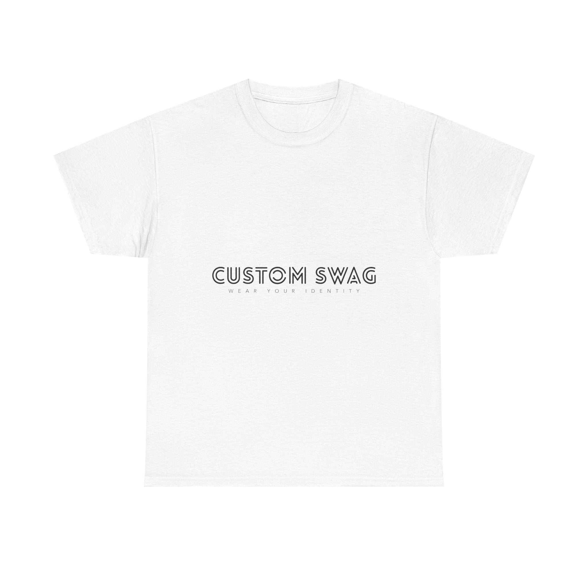 Minimal 'Custom Swag' White T-Shirt — Clean Logo Tee