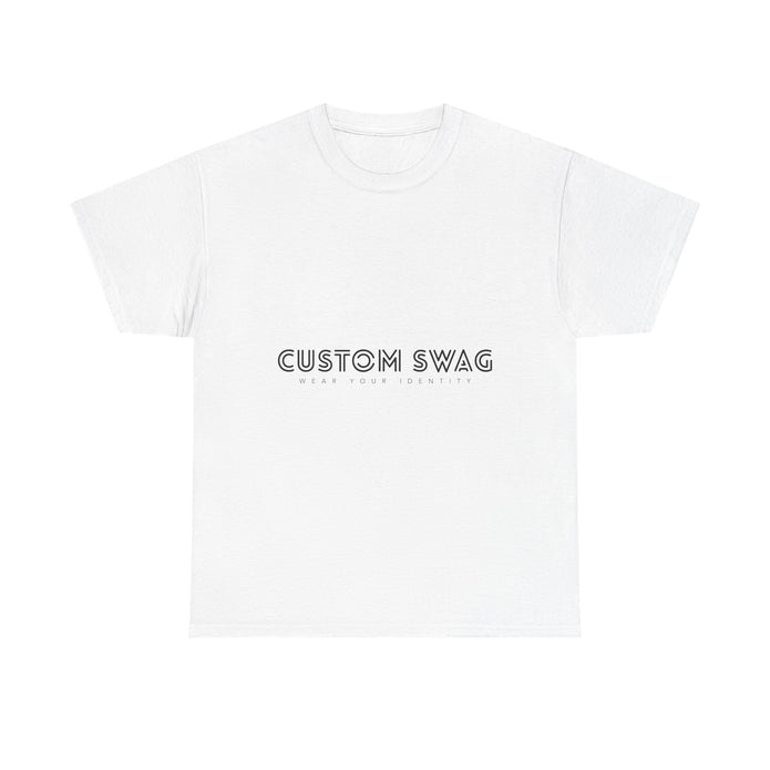Minimal 'Custom Swag' White T-Shirt — Clean Logo Tee