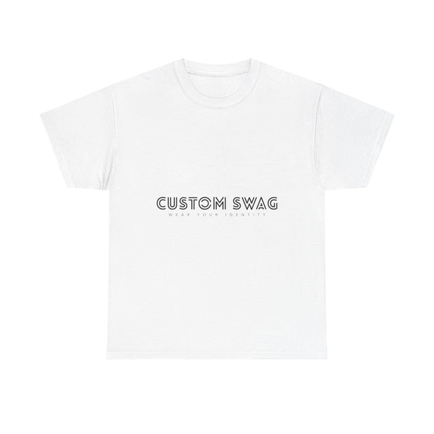 Minimal 'Custom Swag' White T-Shirt — Clean Logo Tee