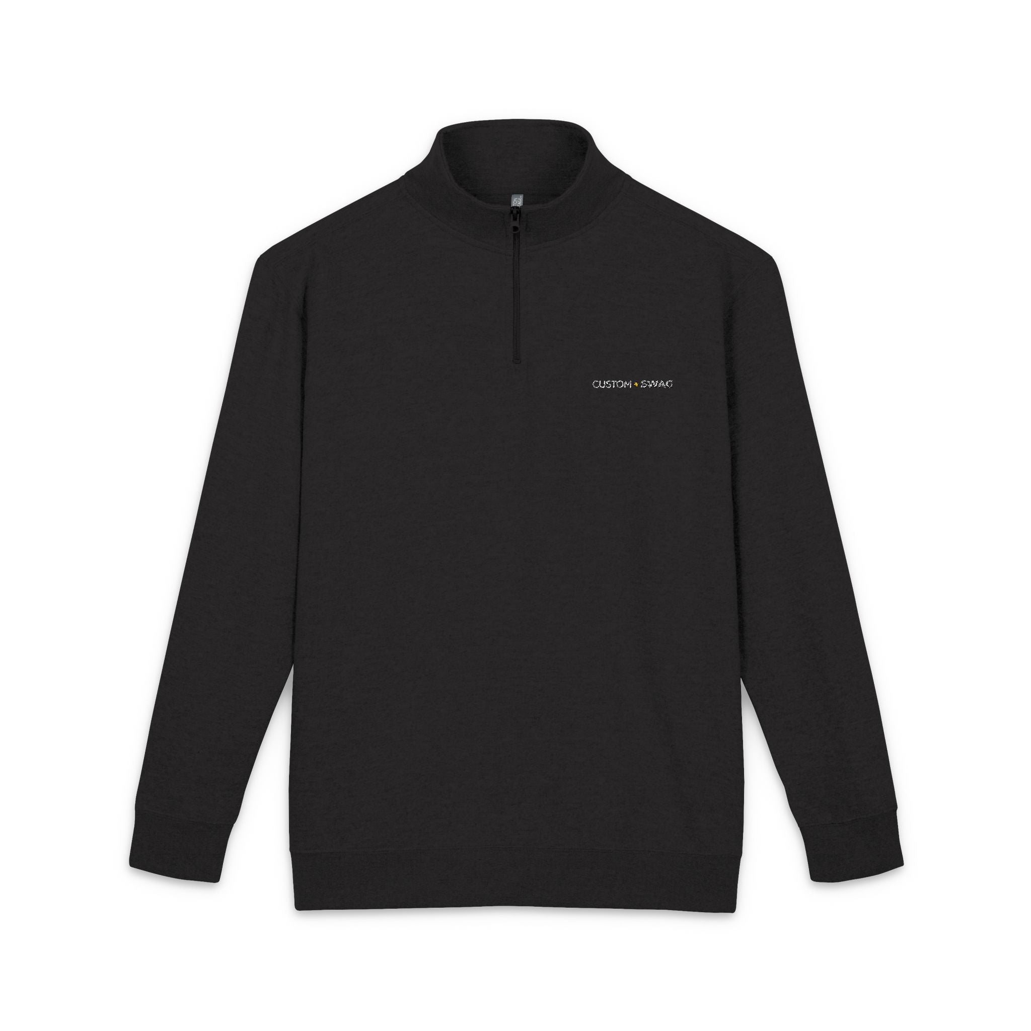 Embroidered Floral Script Fleece Pullover — Cozy Zip Mockneck Sweatshirt