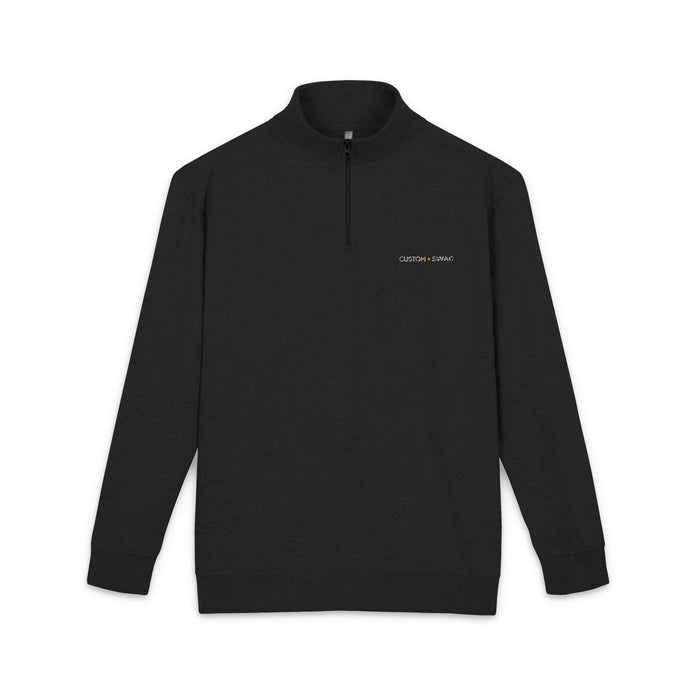 Embroidered Floral Script Fleece Pullover — Cozy Zip Mockneck Sweatshirt