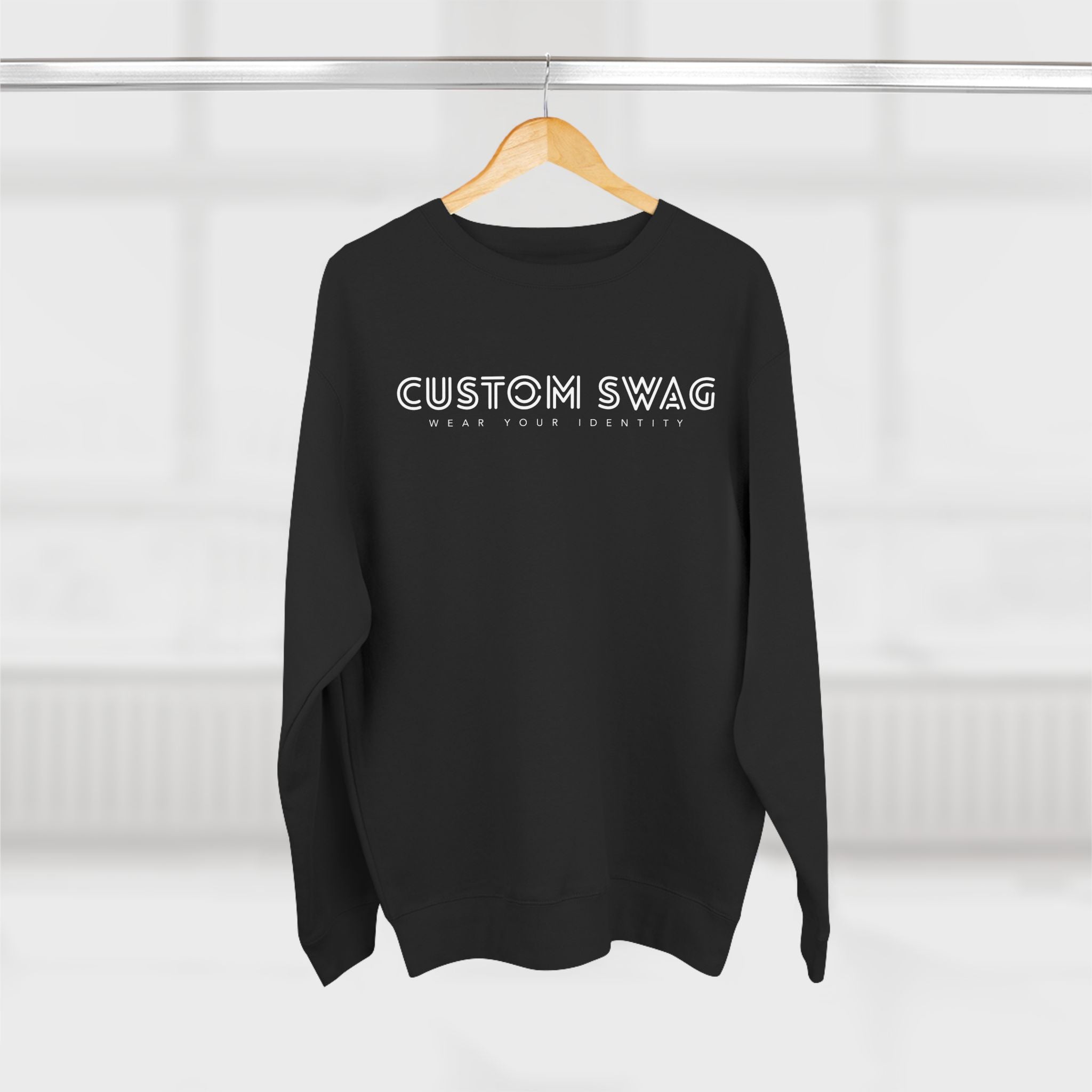 Custom Swag Crewneck Sweatshirt — Minimal Text Graphic Pullover