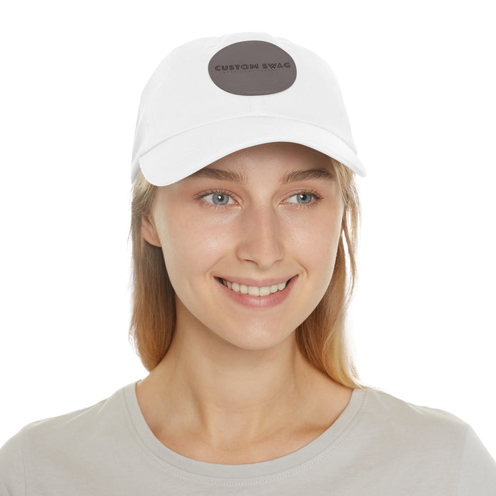 Leather Patch Dad Hat — Custom Swag Embroidered Round Patch
