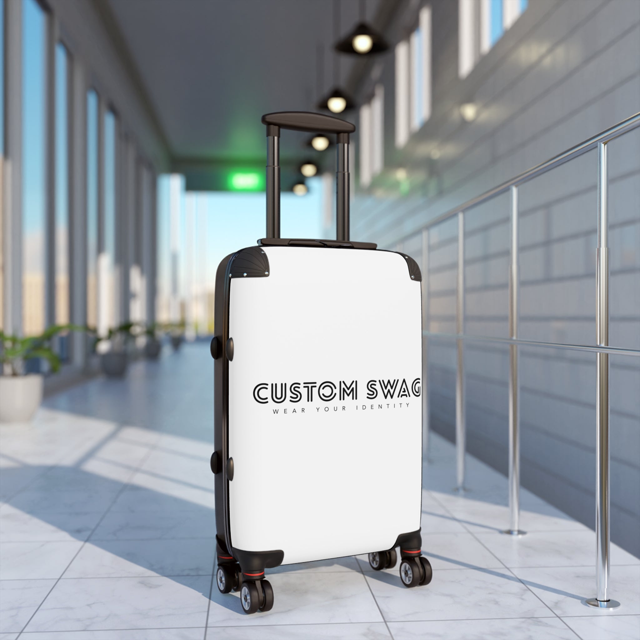 Custom Swag Carry-On Suitcase — Personalized Travel Luggage with 'Custom Swag' Logo