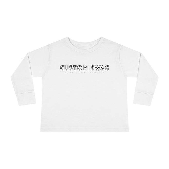 Custom Swag Toddler Long Sleeve Tee — Minimal Embroidered Logo Kids Shirt