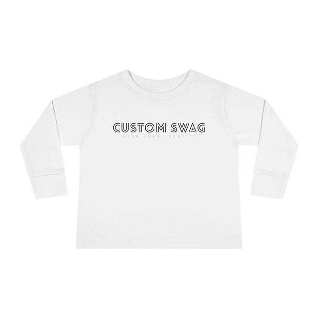 Custom Swag Toddler Long Sleeve Tee — Minimal Embroidered Logo Kids Shirt
