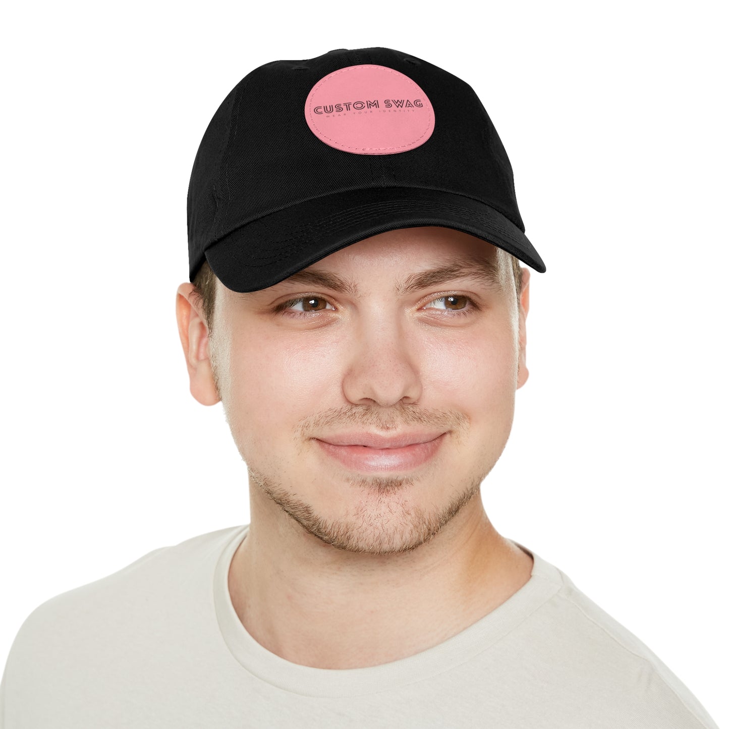 Leather Patch Dad Hat — Custom Swag Embroidered Round Patch