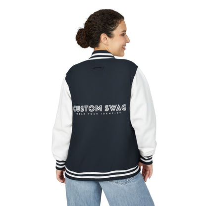 Retro Gamer Letterman Jacket - 'CUSTOM SWAG' Chest Logo Varsity Jacket