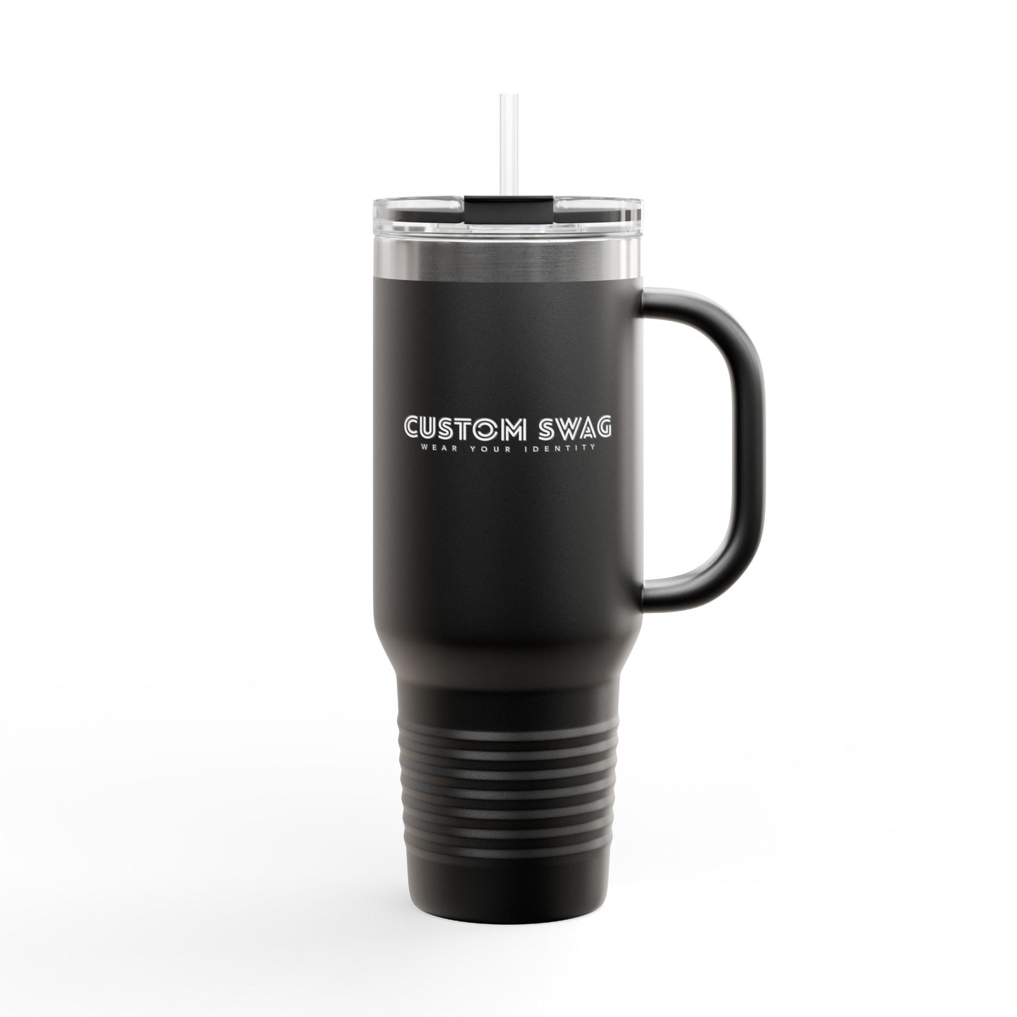 40oz Insulated Travel Mug — Customizable Double-Wall Tumbler with Straw & Handle