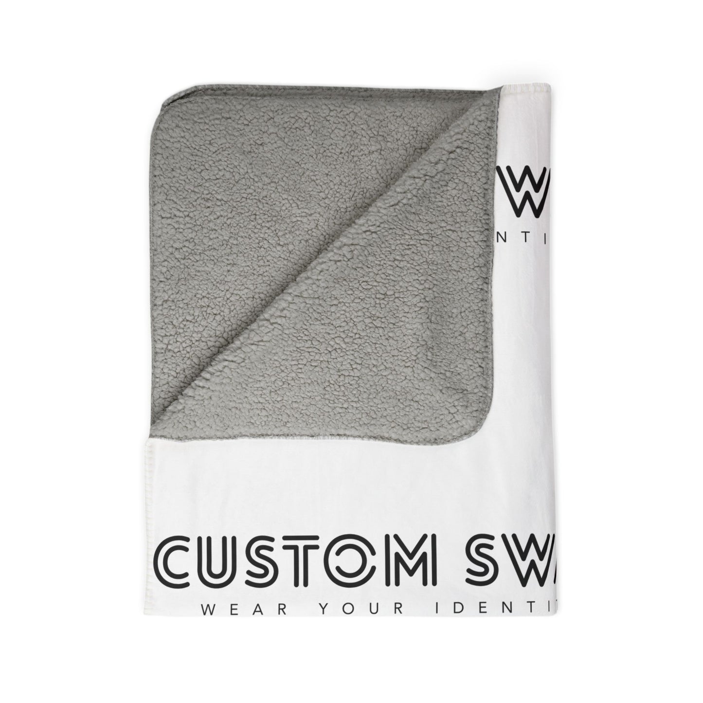 Custom Logo Fleece Sherpa Blanket — Personalized 'Custom Swag' Cozy Throw