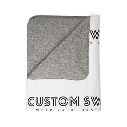 Custom Logo Fleece Sherpa Blanket — Personalized 'Custom Swag' Cozy Throw