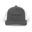 Custom Swag Snapback Trucker Cap — Minimal Embroidered White Mesh Hat