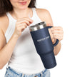 40oz Insulated Travel Mug — Customizable Double-Wall Tumbler with Straw & Handle